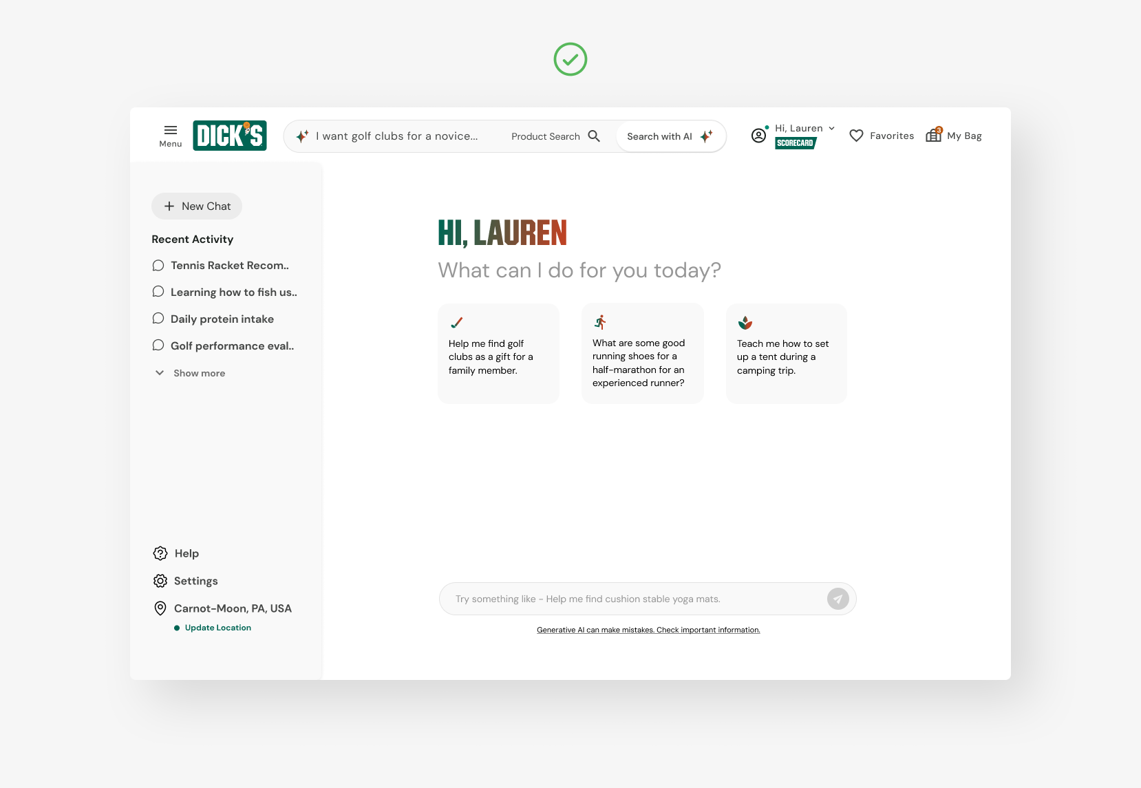Option 1: Easiest to build out and users liked how descriptive the prompts were and it felt the most personalized.