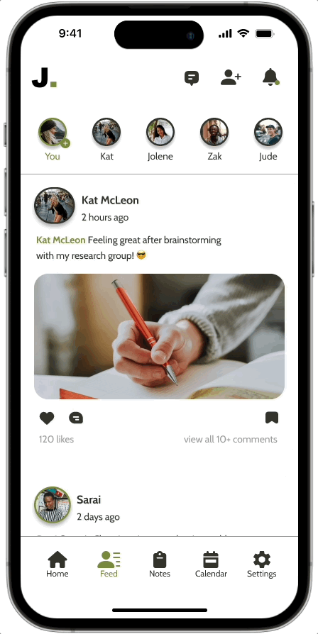 Accountability partner feed animation