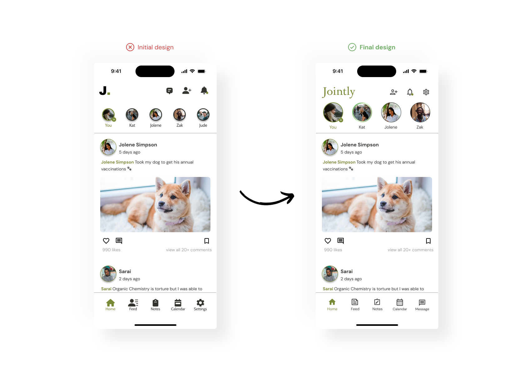 Home page evolution showing navigation and iconography changes