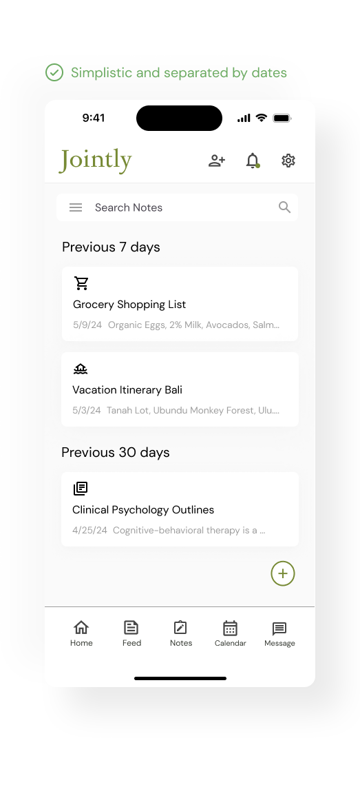 Ideal notes page mockup